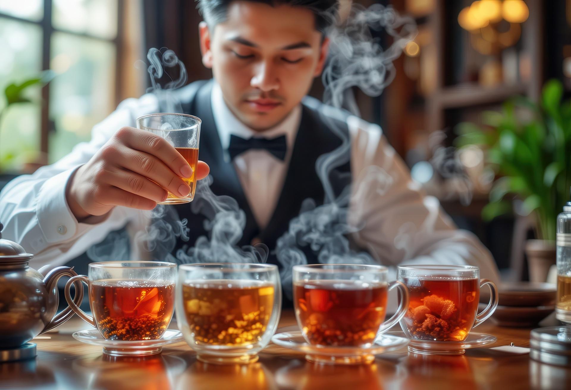 Mann testet aromatischen Tee | Elf Bar 600 kaufen

